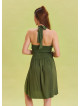 V Neck Halter Khaki Mini Dress 4545